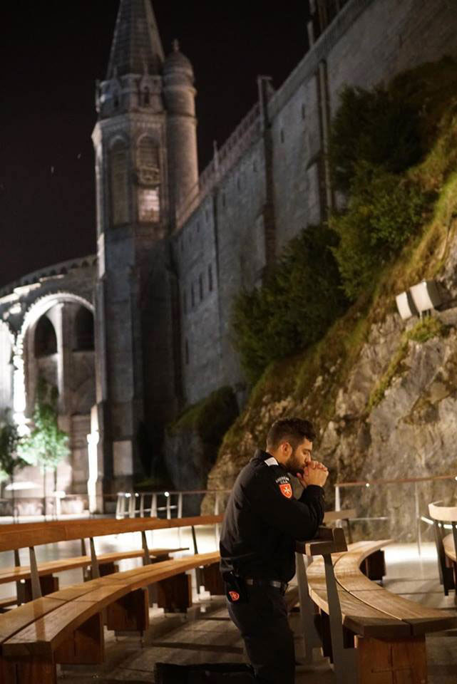 Lourdes Knight In Prayer At Grotto Order Of Malta American